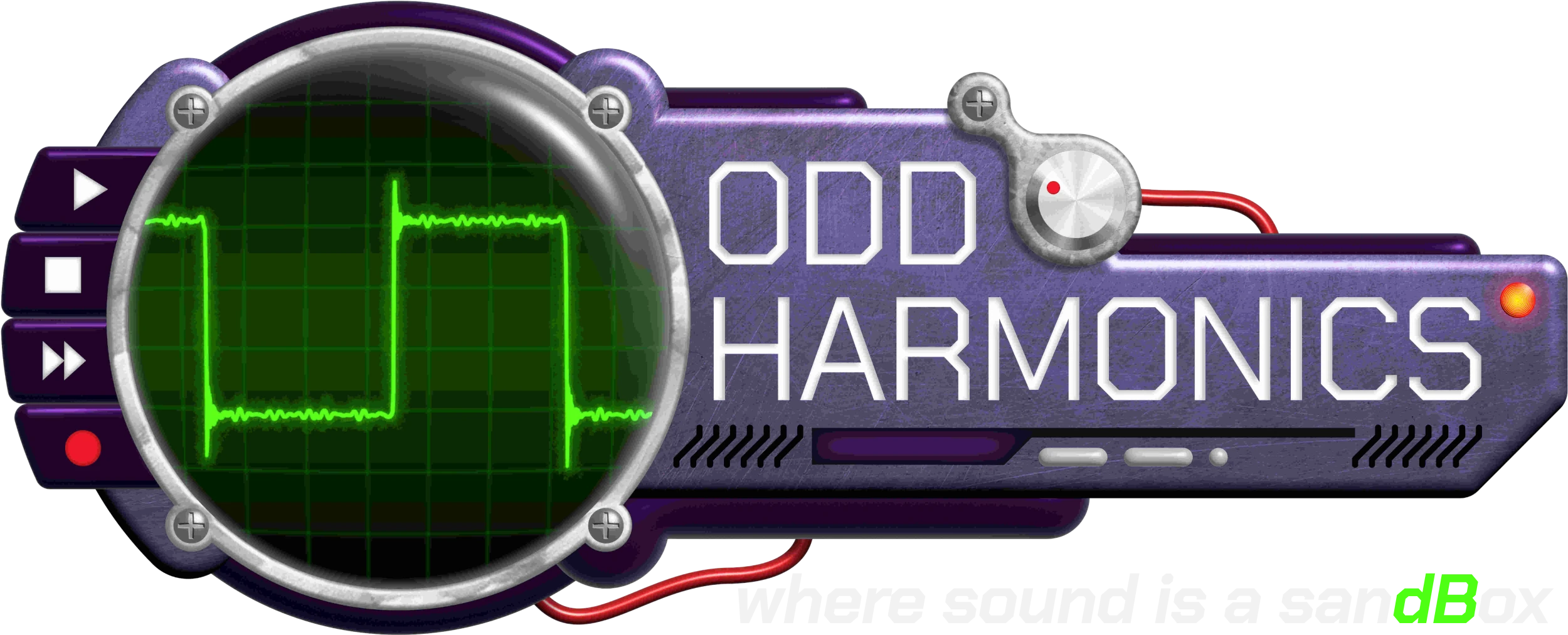 A graphic displaying the Odd Harmonics fictional piece of complex electronic music hardware
